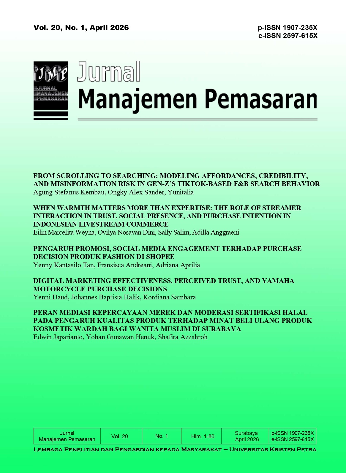 					View Vol. 20 No. 1 (2026): APRIL 2026
				